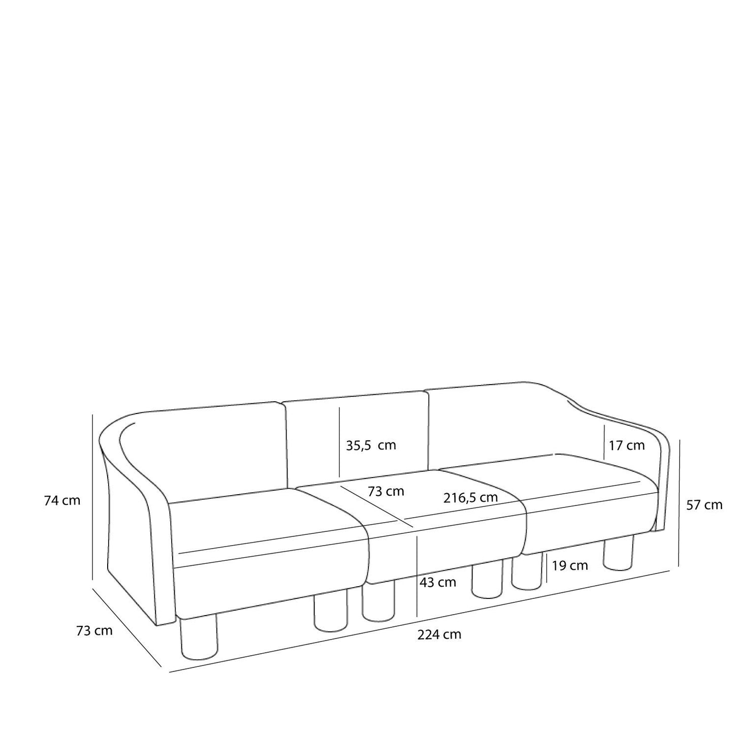 Hübsch Elegance Canapé Bleu foncé
