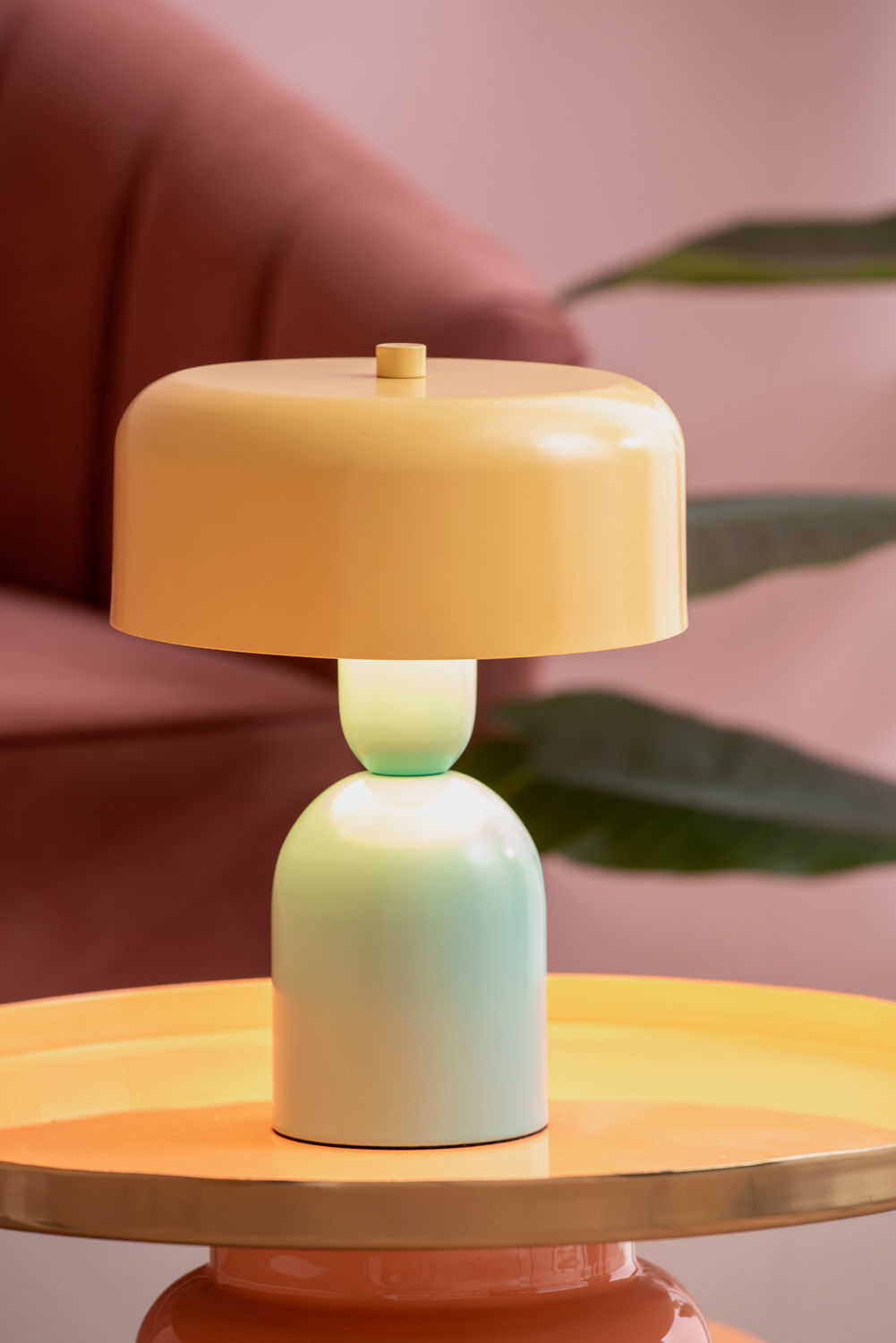 Lampe de table Leitmotiv Double Funky bleu turquoise avec jaune doux