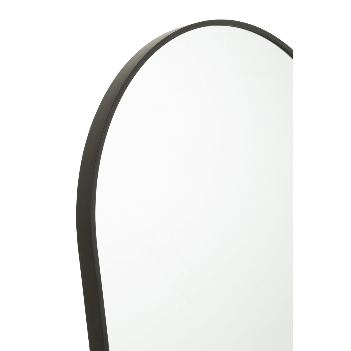 J-Line Miroir Sur Pied Arrondi Verre/Métal Noir - Miroir Mural 50,00 x 150,00 cm