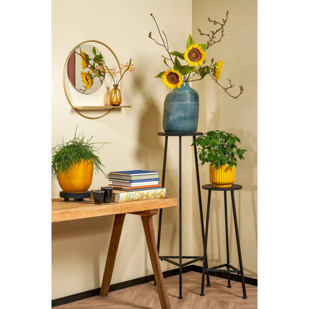 Table à plantes / H120 x Ø35 cm - Métal - Noir