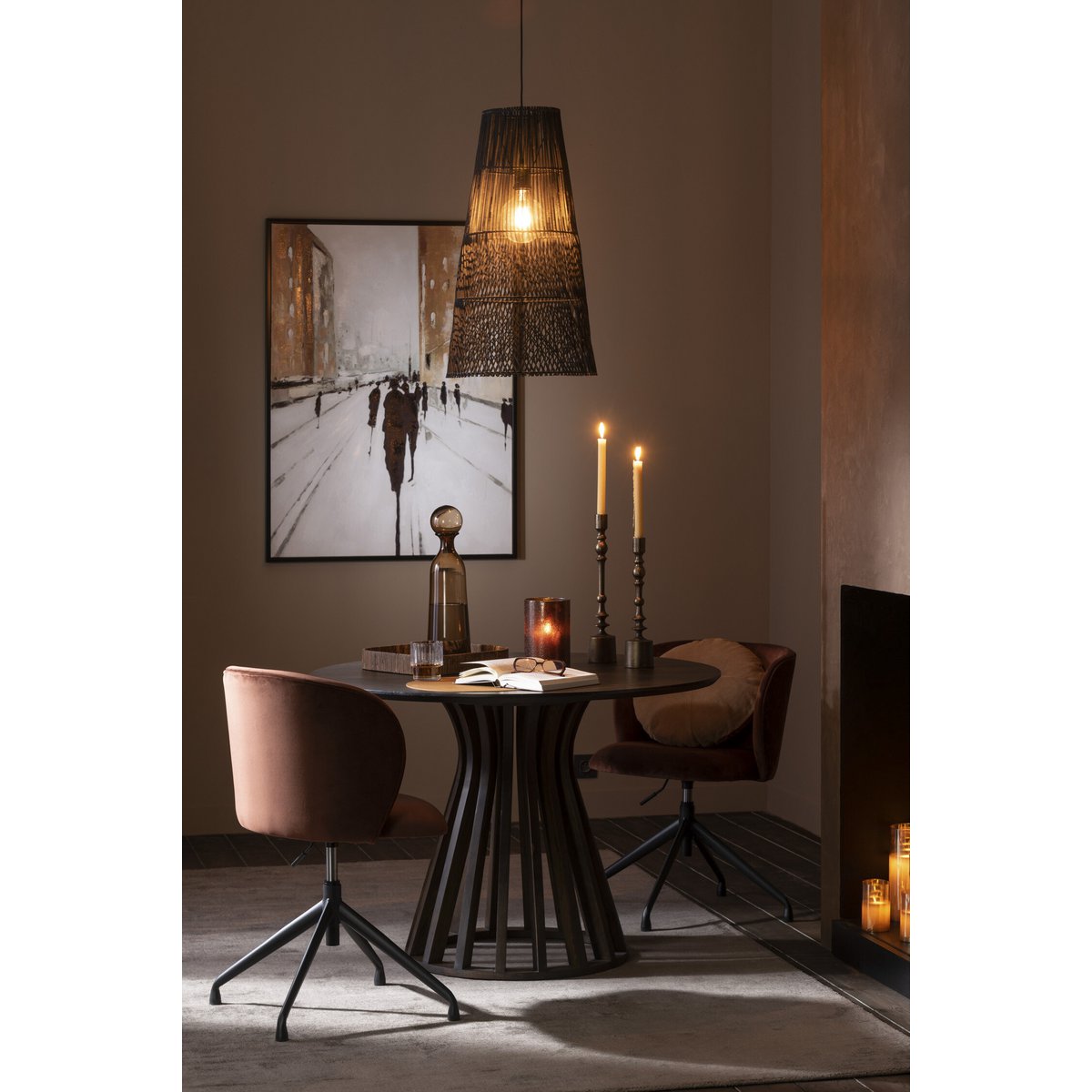 J-Line Bouteille+Bouchon Uni Décoratif Haut Verre Marron Grand