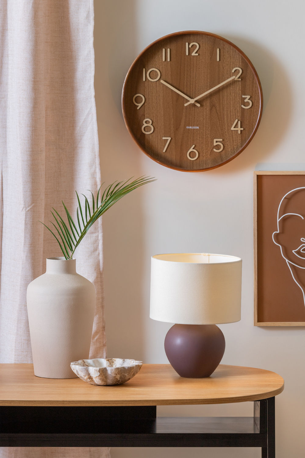 Lampe de table Leitmotiv Alma cône marron chocolat mat