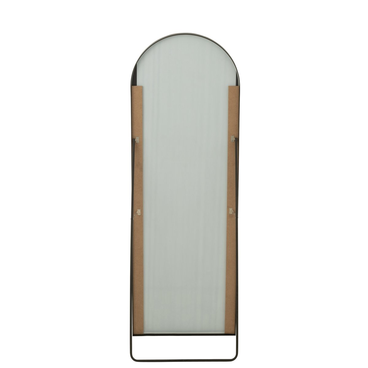 J-Line Miroir Sur Pied Arrondi Verre/Métal Noir - Miroir Mural 50,00 x 150,00 cm