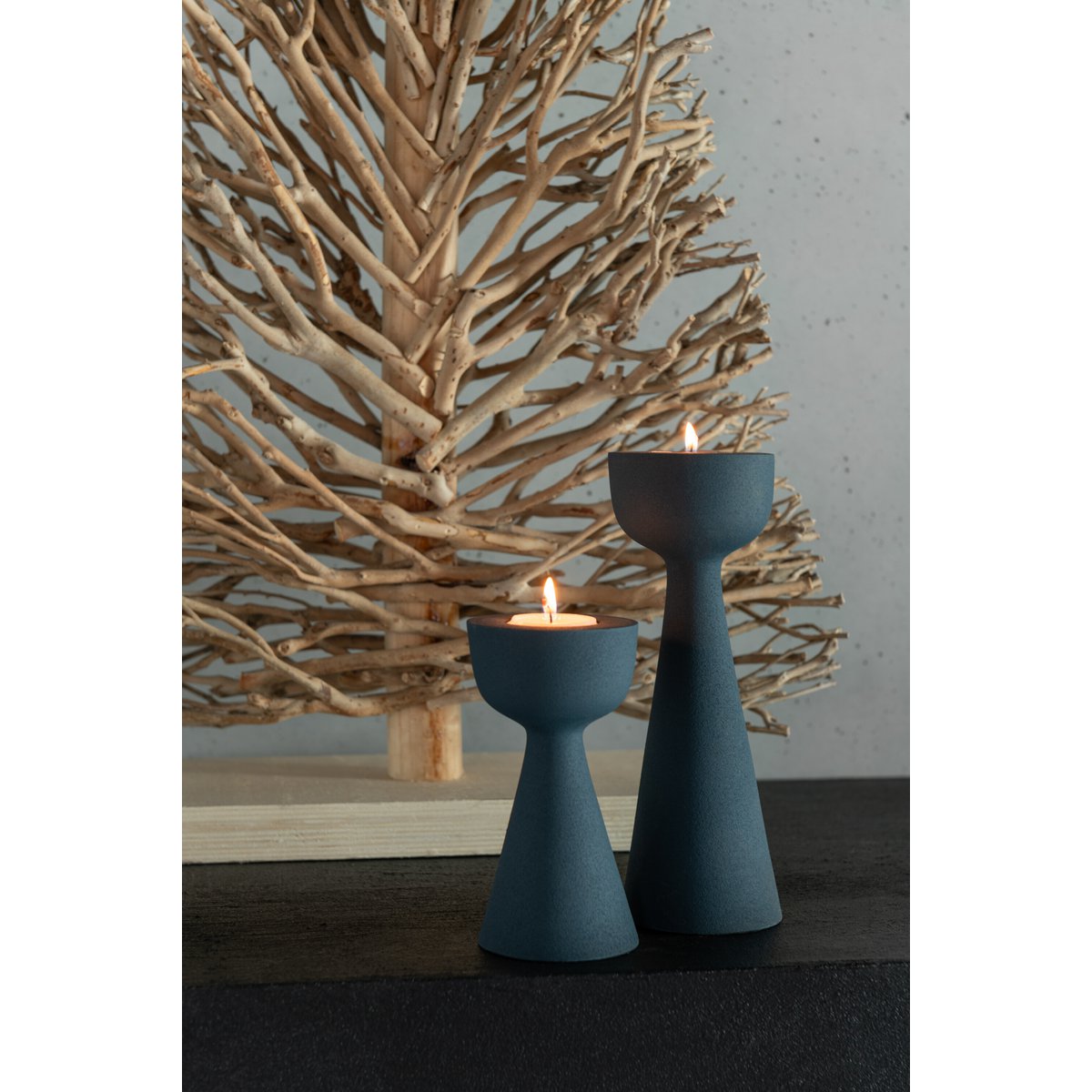 J-Line Bougeoir Cône Aluminium Bleu Petit