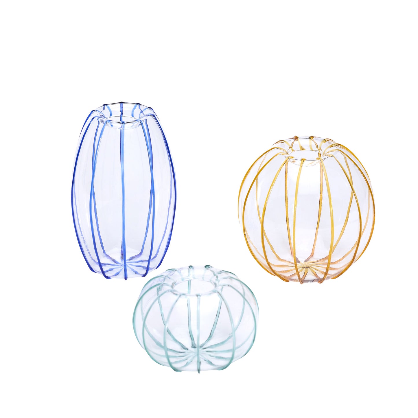 Hübsch Orbit Vases Ambre/Vert Clair/Bleu (set de 3)