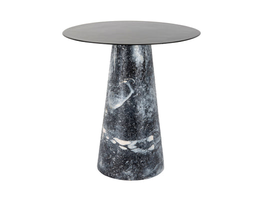Table d'appoint Leitmotiv en mosaïque de marbre noir haut