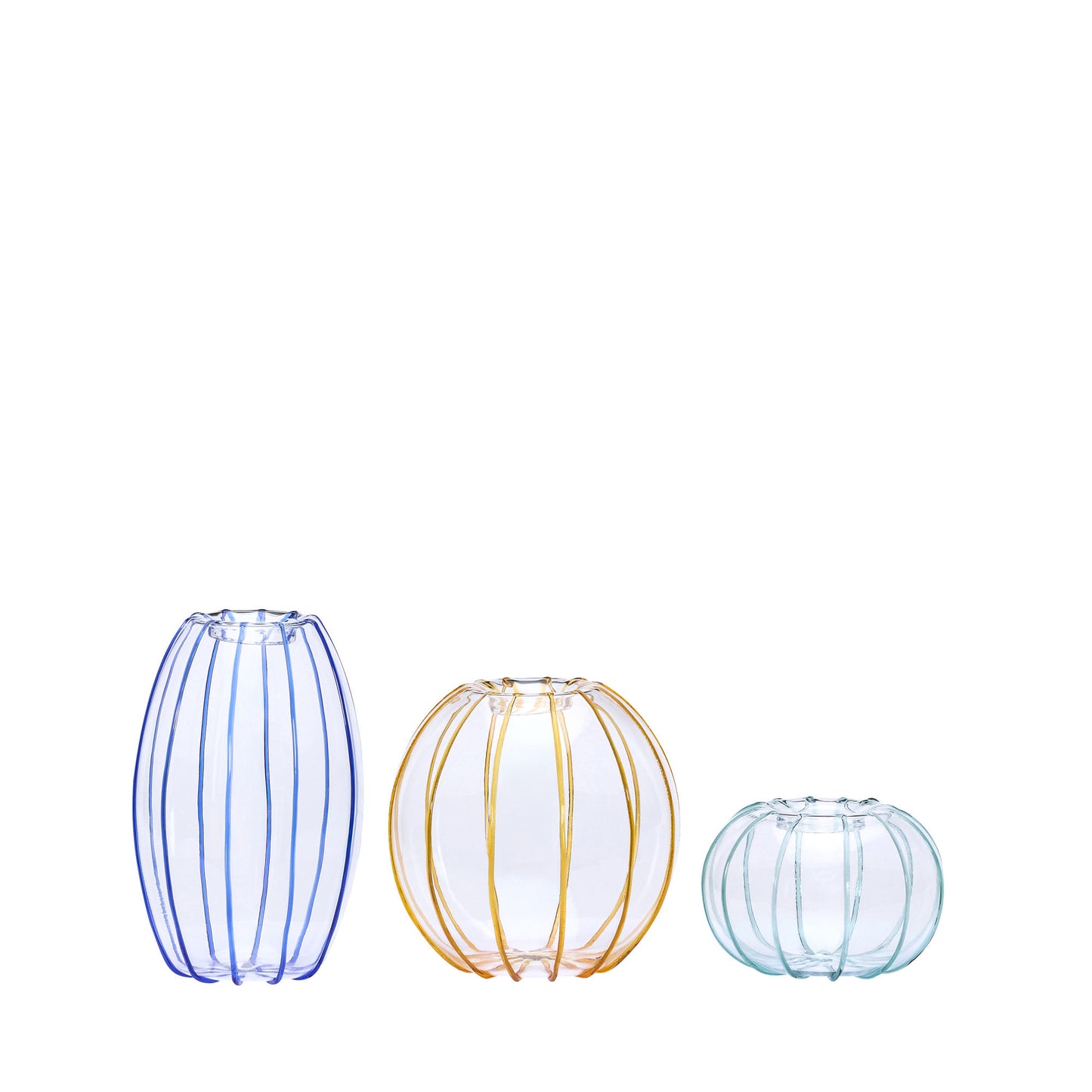 Hübsch Orbit Vases Ambre/Vert Clair/Bleu (set de 3)