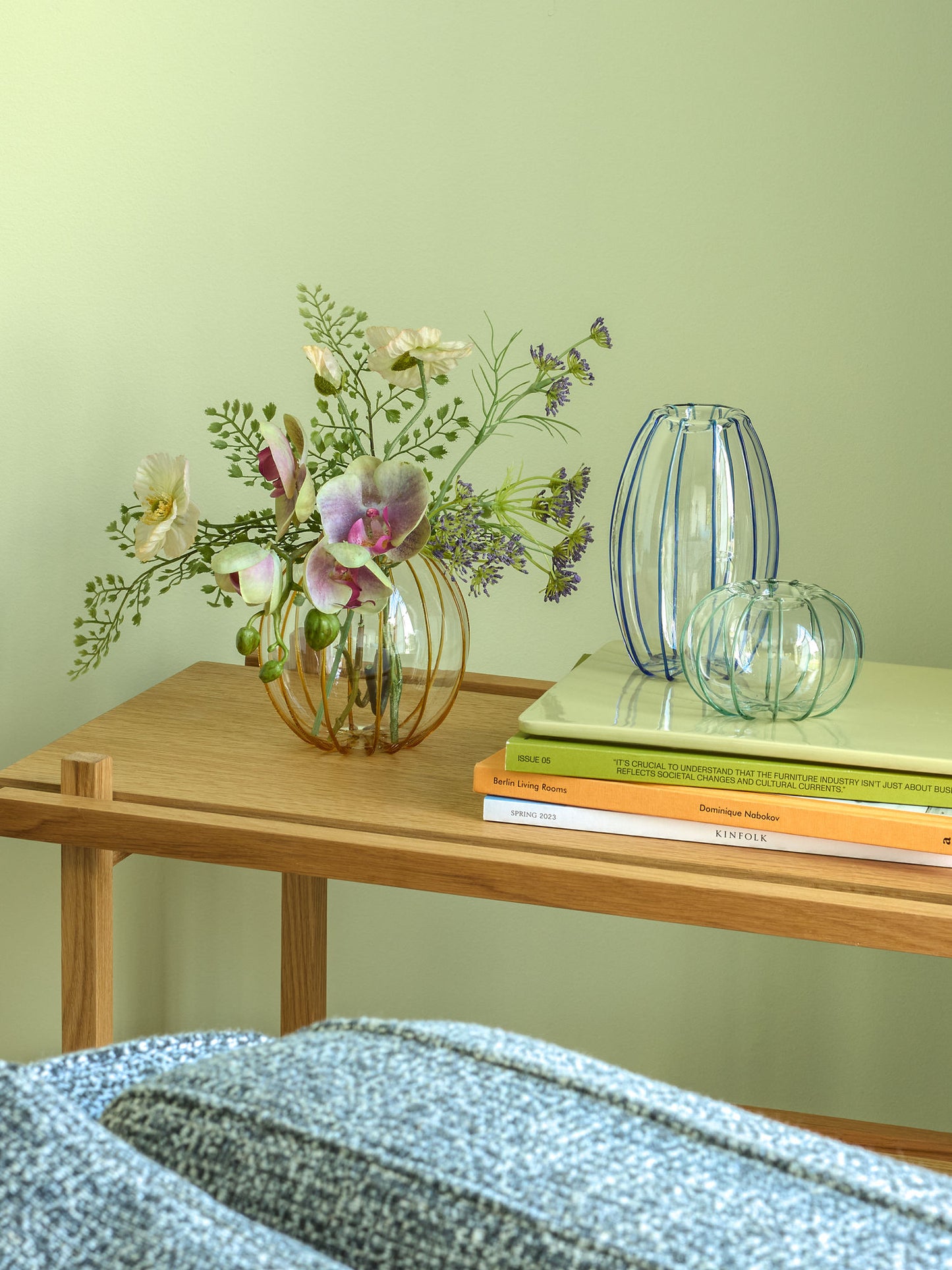 Hübsch Orbit Vases Ambre/Vert Clair/Bleu (set de 3)