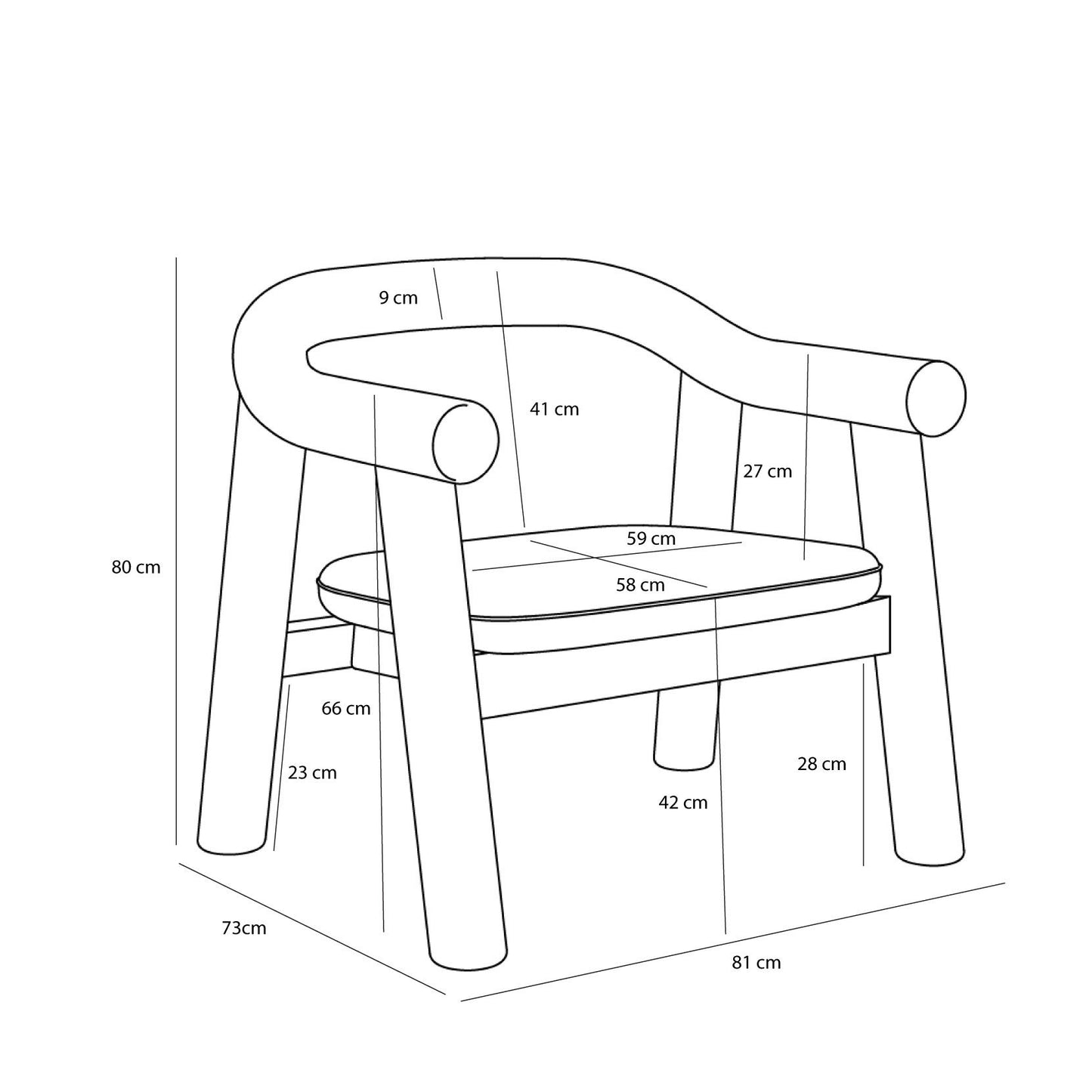 Hübsch Ouli Fauteuil lounge Bleu foncé