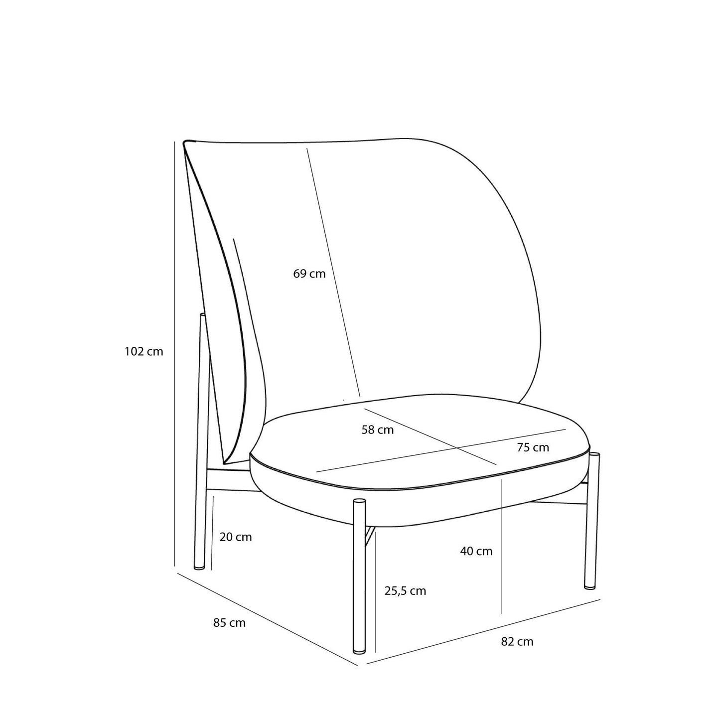 Hübsch Area Fauteuil lounge Gris clair