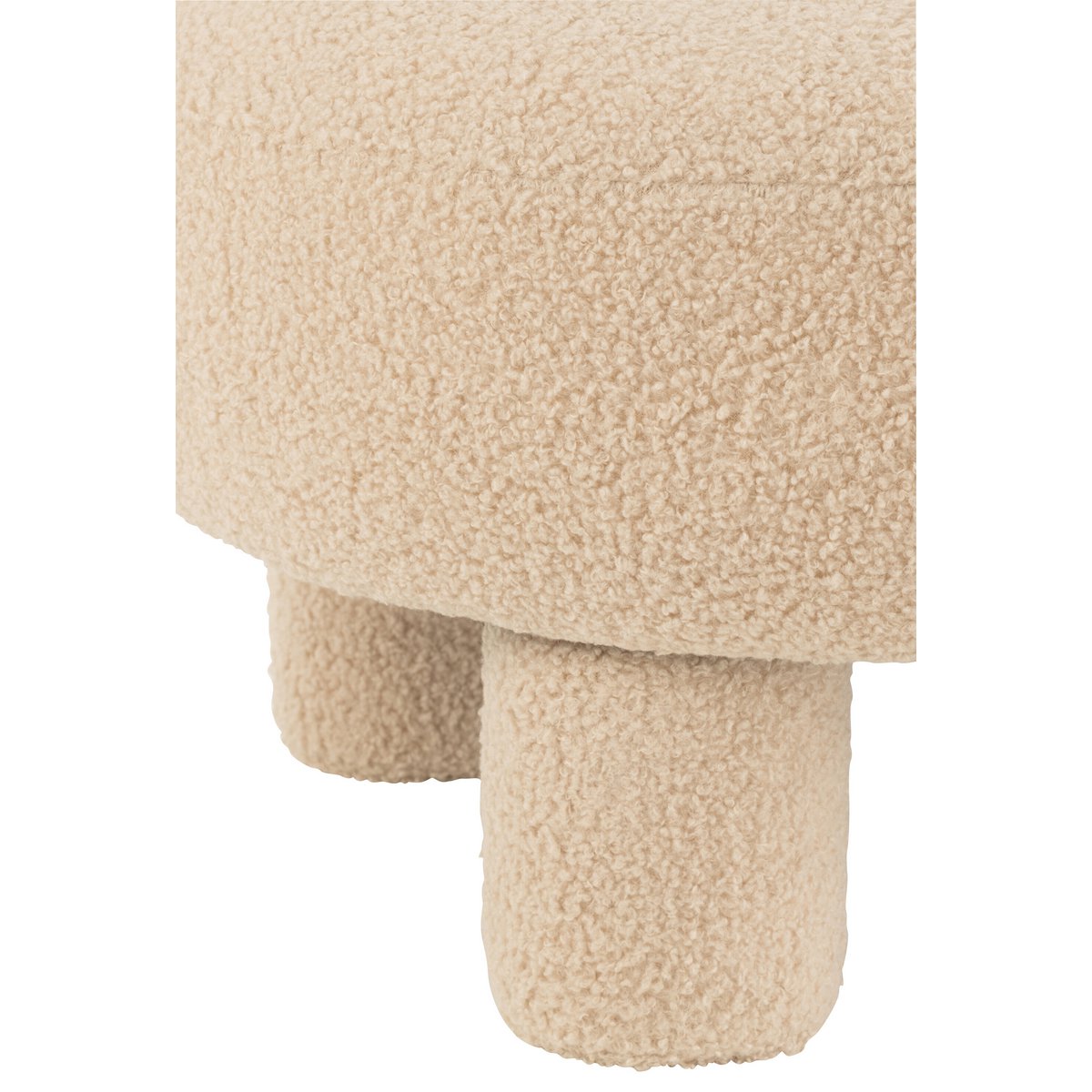 J-Line Tabouret Rond Avec Dossier Bouclé Beige Chaud